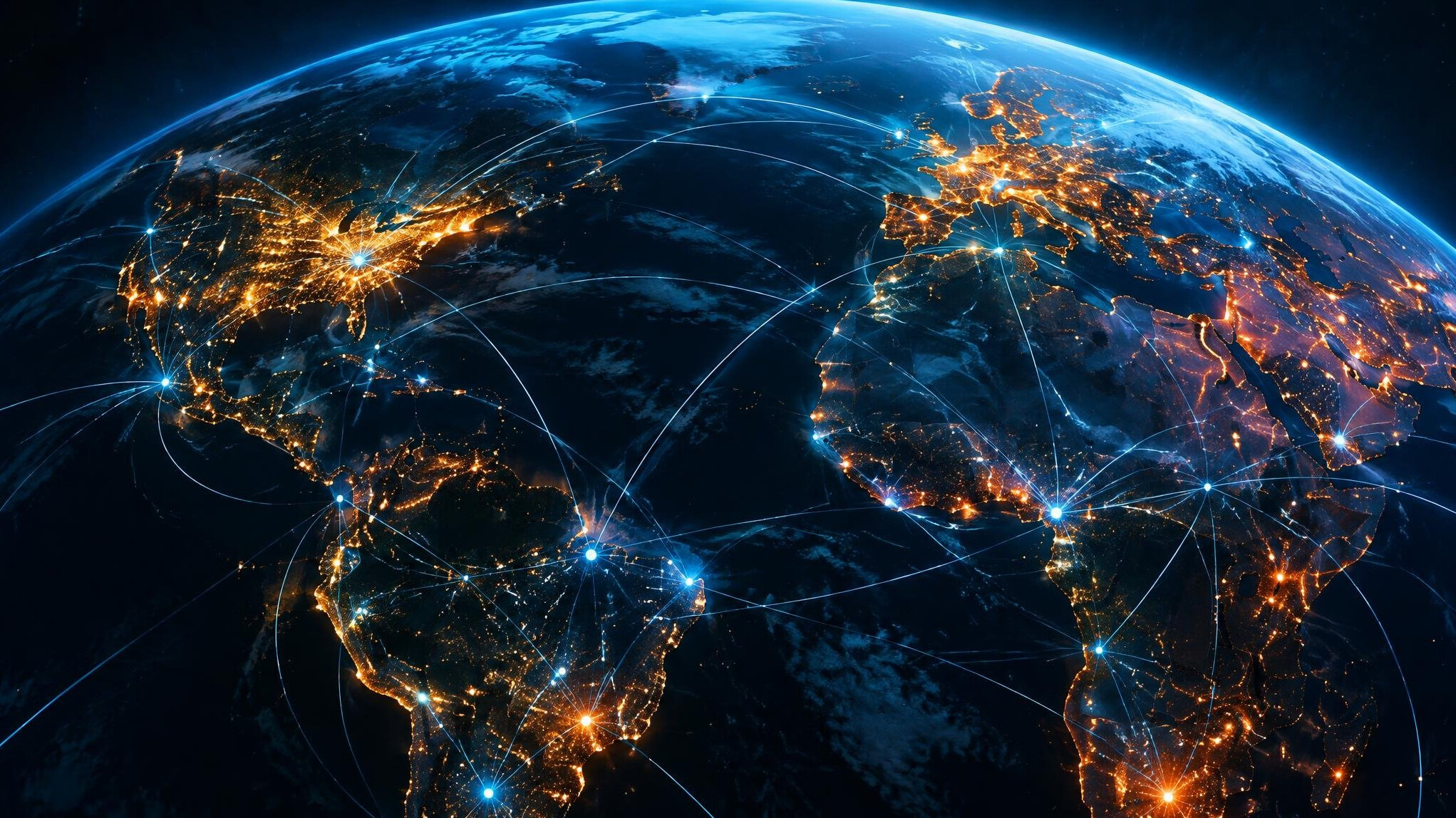 Digital globe with network connections representing data transfer